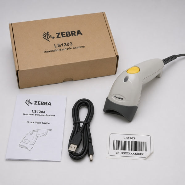 Zebra LS1203 Handheld 1D Laser Barcode Scanner