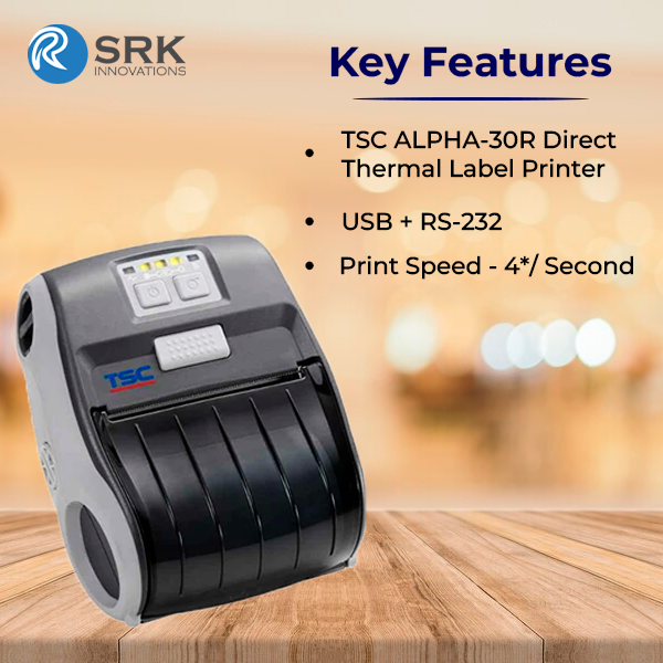 TSC ALPHA-30R Direct Thermal Label Printer | 3 inch | 203dpi | USB/RS232 | 1 year warranty