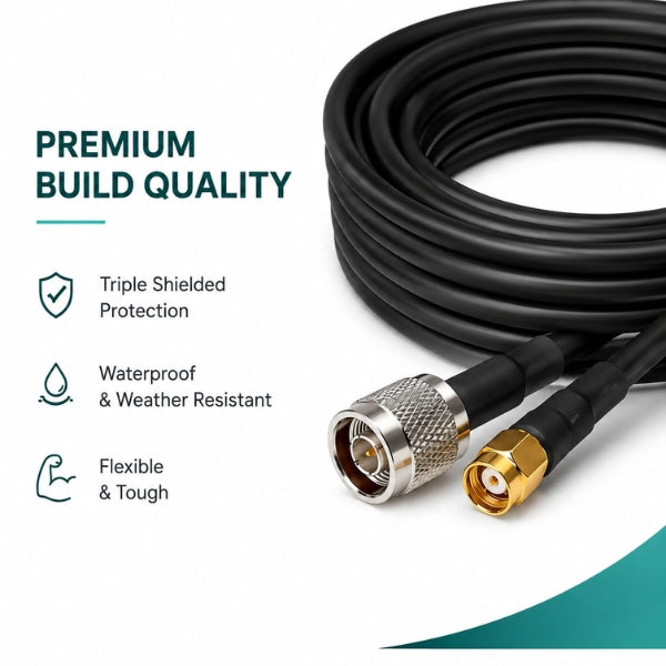 SRK RF101 Coaxial RF Cable | RG-58 | N-Male to RP-TNC Male | Low Loss Shielded Cable