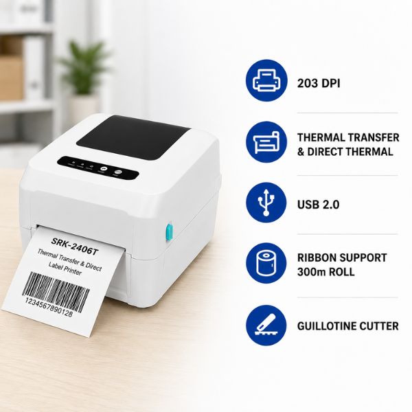 SRK-2406T Thermal Transfer & Direct Label Printer