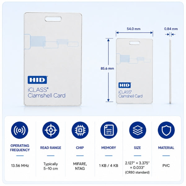 HID 2K2 iClass Clamshell Cards