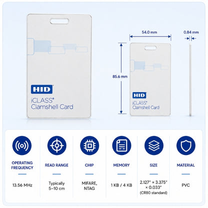 HID 2K2 iClass Clamshell Cards