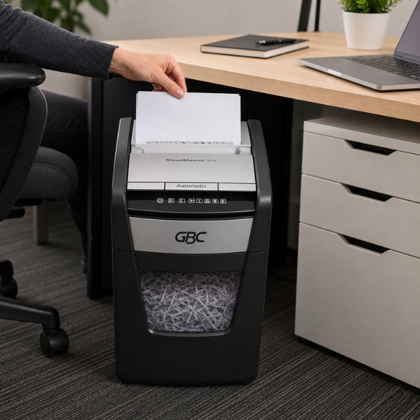 GBC 50X ShredMaster Cross-Cut Auto Feed Personal Paper Shredder 