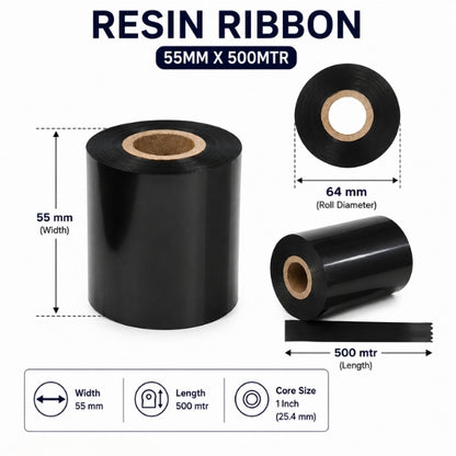 Resin Ribbon | 55MM X 500MTR | Thermal Transfer Ribbons