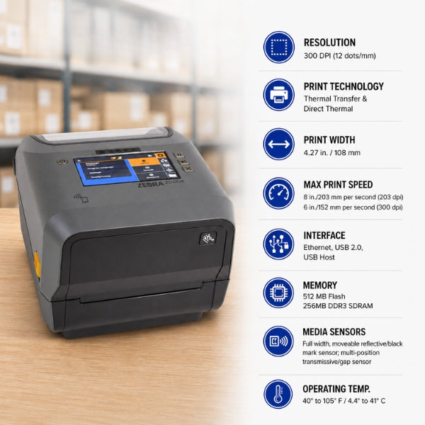 Zebra ZD621R RFID Thermal Transfer Premium Desktop Printer