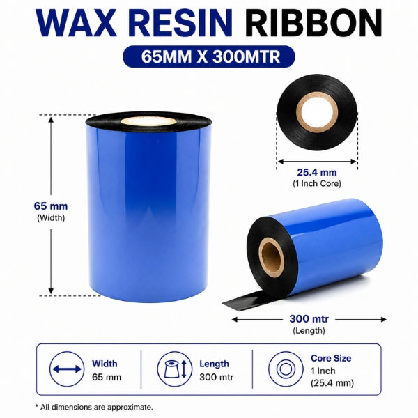  Thermal Transfer Wax-Resin Ribbon (65MM X 300MTR, 5 pcs) 