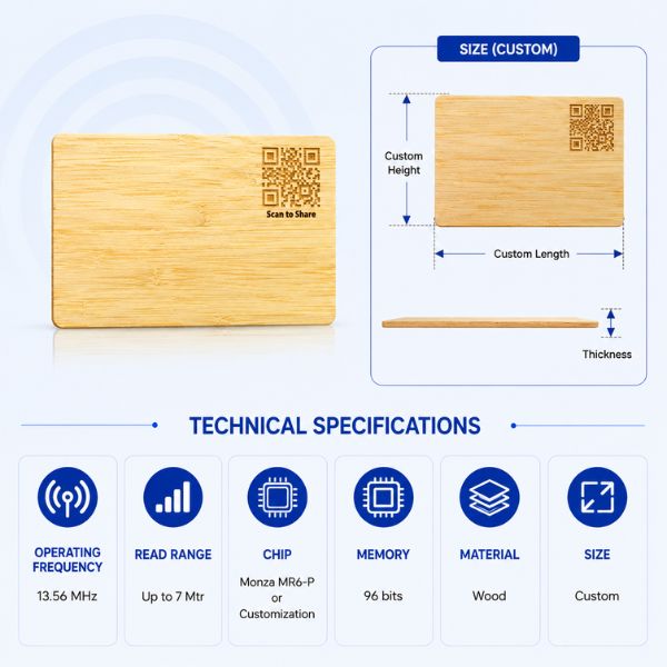 RFID NFC 213 Wooden Business Smart card |