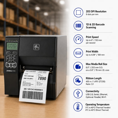 Zebra ZT230 Industrial Thermal Transfer Tabletop Label Printer