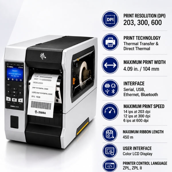 Zebra ZT610 Direct thermal & thermal transfer printer