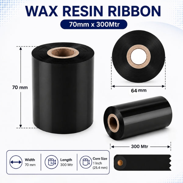 Wax Resin Ribbon | 70mm x 300Mtr | Thermal Transfer