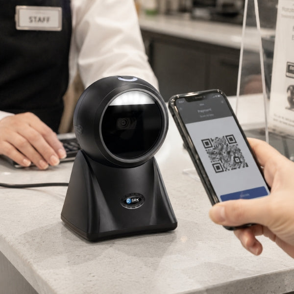 SRK PS9120 1D/2D QR Hands-Free Desktop Omnidirectional  Barcode Scanner