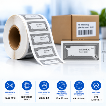 HF RFID Inlay | 49 × 81 mm |  13.56 MHz | NXP ICODE SLIX2 -For Product Tracking