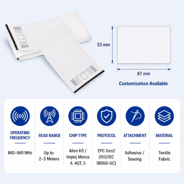 RFID UHF Woven garment Tag 