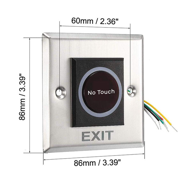 Exit Switch | No-Touch Technology |Size:86x86x28 | Wired| Stainless Steel Design