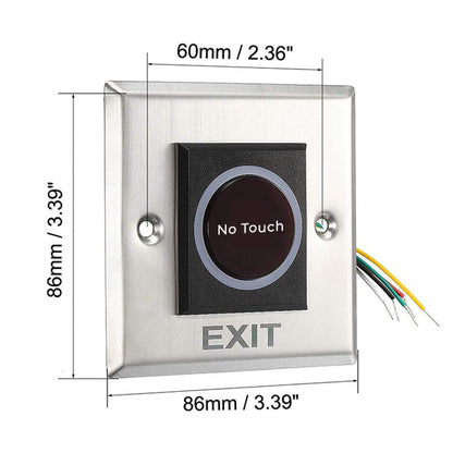 Exit Switch | No-Touch Technology |Size:86x86x28 | Wired| Stainless Steel Design