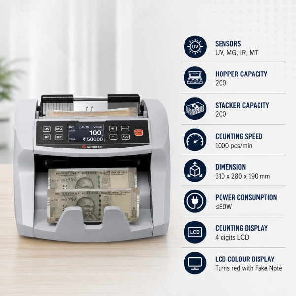 Gobbler GB-4388-MG Note Counting Machine with Fake Note Detection