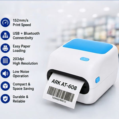 SRK AT-608 4inch Label Printer | USB+Bluetooth