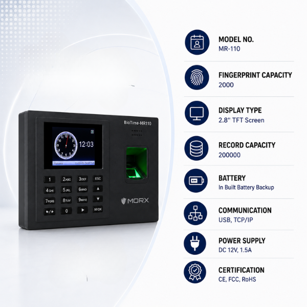 Biometric Attendance Machine |Size:190x140x50mm |USB Connectivity -Employee Time Tracking