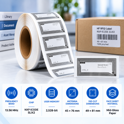HF RFID Label | 13.56 MHz | NXP ICODE Lite SLIX2 | 49 × 81 mm | ISO 15693