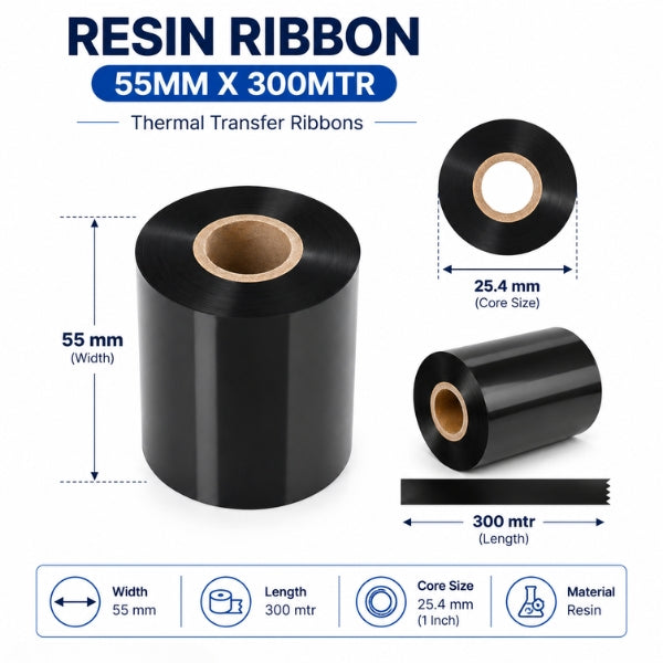 Resin Ribbon | 55MM X 300MTR | Thermal Transfer Ribbons