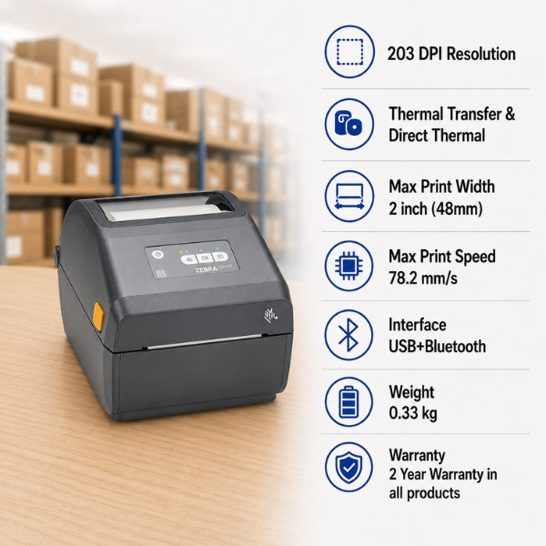 Zebra ZD421 Direct Thermal & Thermal Transfer Desktop Printer