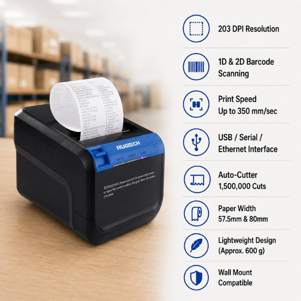 Rugtech RP80 V1 3 inch Label Receipt Printer