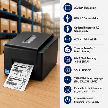 TSC TE 200 Thermal Transfer or Direct Label Printe