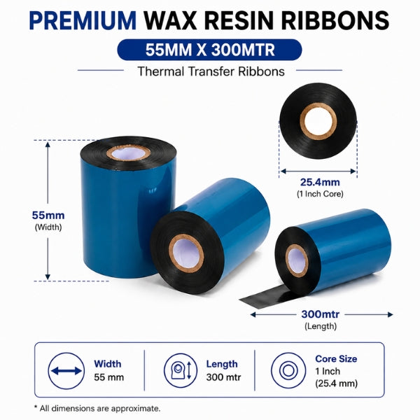 Thermal Transfer Wax-Resin Ribbon (55MM X 300MTR)