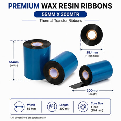 Thermal Transfer Wax-Resin Ribbon (55MM X 300MTR)