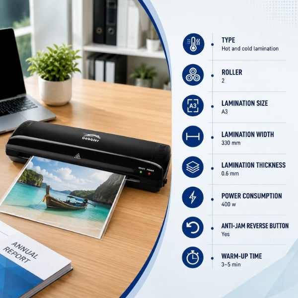 Gobbler 312-PL | A3 Laminator with Jam Release Button