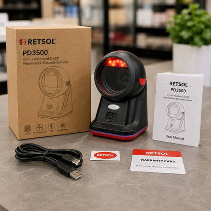 RETSOL PD3500 Omni Directional 1D/2D Presentation Barcode Scanner