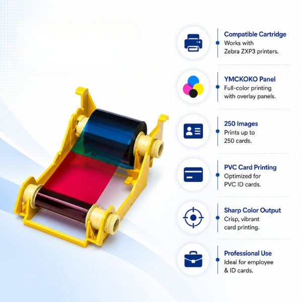 Buy Zebra ZXP3 Thermal Ribbon, Full Color YMCKO | Card Printer