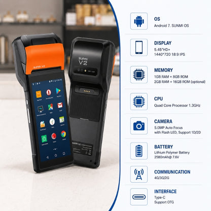 Sunmi V2/V2s Android 7 Handheld POS System