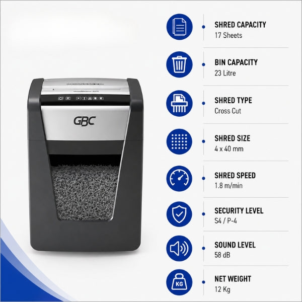 GBC X415 ShredMaster Cross Cut Small Office Paper Shredder | 17 Sheets capacity