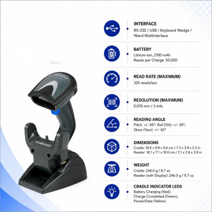 Datalogic GRYPHON 4100 1D Cordless Barcode Scanner | USB