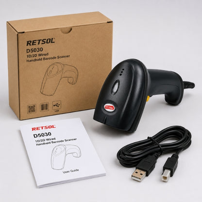 Retsol LS-600 Handheld Laser Barcode Reader | 1D Wired Scanner | USB
