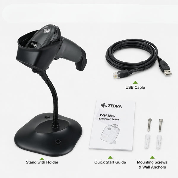 Zebra DS4608 1D & 2D Wired Barcode Scanner | USB