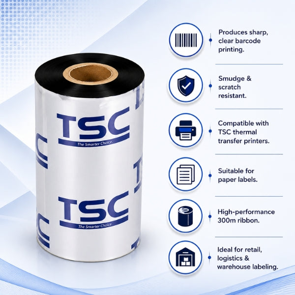 Wax Ribbon | 105mm x 300mtr | TSC Thermal Transfer
