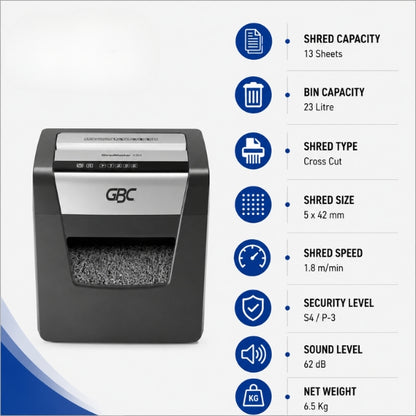 GBC X312 ShredMaster Cross Cut Executive Paper Shredder | 13 Sheet Capacity