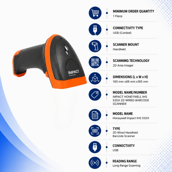Honeywell Impact IHS 520x | 2D wired Handheld Barcode Scanner