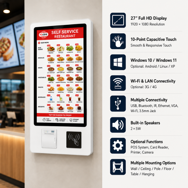 Interactive Ordering Kiosk | SRK-WK44 | 27" Full HD Touchscreen