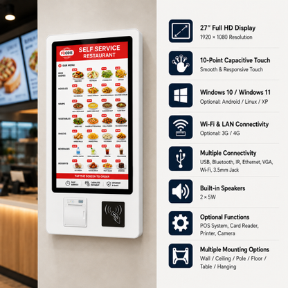 Interactive Ordering Kiosk | SRK-WK44 | 27" Full HD Touchscreen