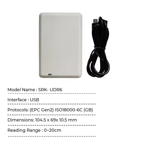 Buy SRK-UDR6 RFID UHF Desktop Reader & Writer,USB | 20cm Range – SRK ...