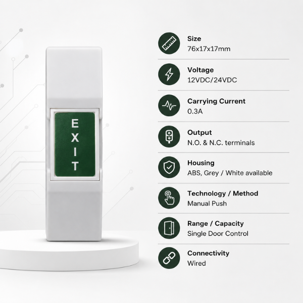 Emergency Exit Button |Size:76x17x17mm | Mini Design -Door Access Control
