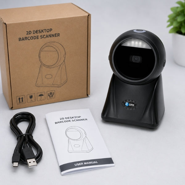 SRK PS9120 1D/2D QR Hands-Free Desktop Omnidirectional  Barcode Scanner