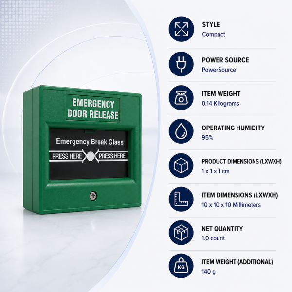 Emergency Break Glass Box |Size:10x10x10mm | Fire Alarm Safety- Door Access Control