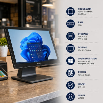 Windows POS | SRK N97 | Windows 11 | 12th Gen | 15'6 IPS Display | 8GB RAM | 128GB