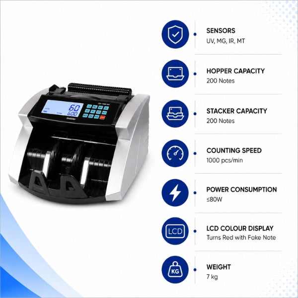 GOBBLER GB 7388 MV Business Grade Note Counting Machine with Fake Note Detection