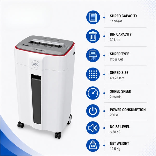 GBC 31SX Shredmaster Cross Cut Paper Shredder | 14 Sheet Capacity