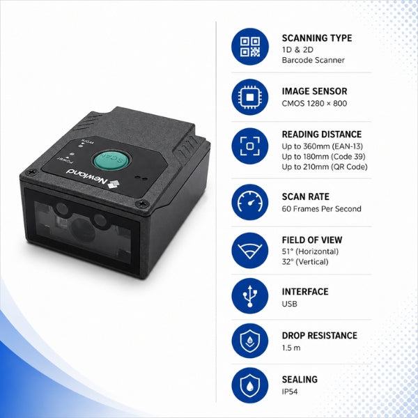 Newland FM430 Stationary Barcode Scanner | 1D/2D | USB